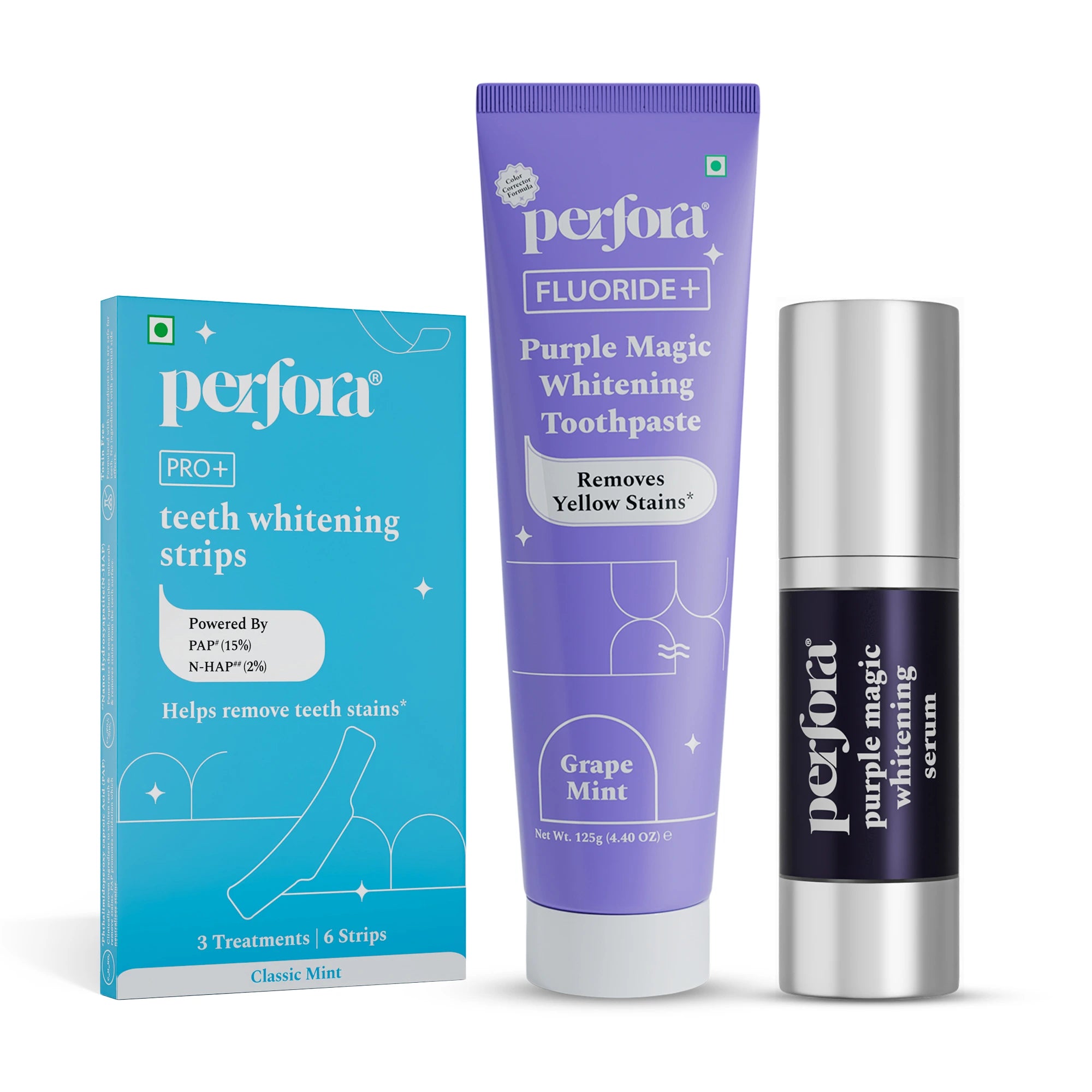 Teeth Whitening Strips, Purple Toothpaste & Purple Serum