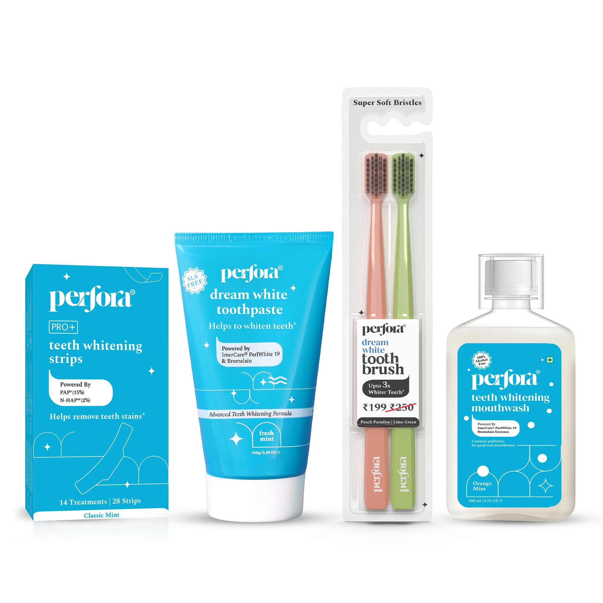 Teeth Whitening Routine - Toothpaste, Strips, Mouthwash, Toothbrush
