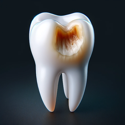 image of a human tooth with a visible cavity