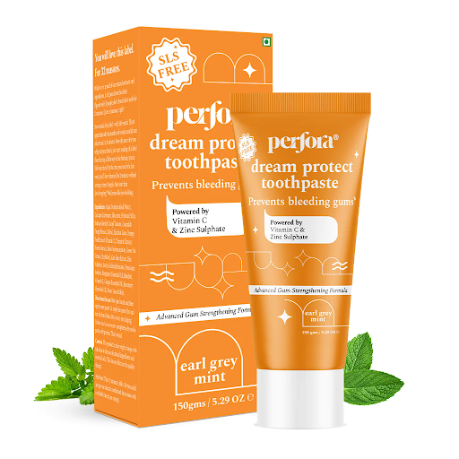 perfora dream protect dental gum toothpaste in earl grey mint flavor product showcase