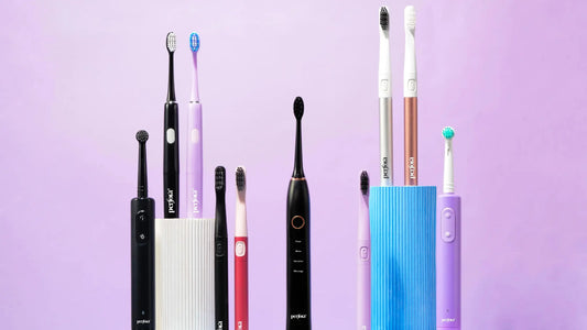 Display of all of Perfora's best-in-class electric toothbrushes