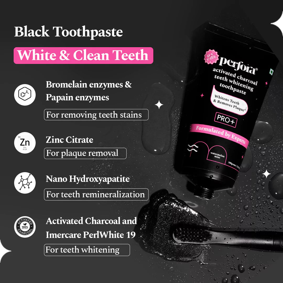 Pack of 3 - Activated Charcoal Mint Toothpaste - For Teeth Whitening