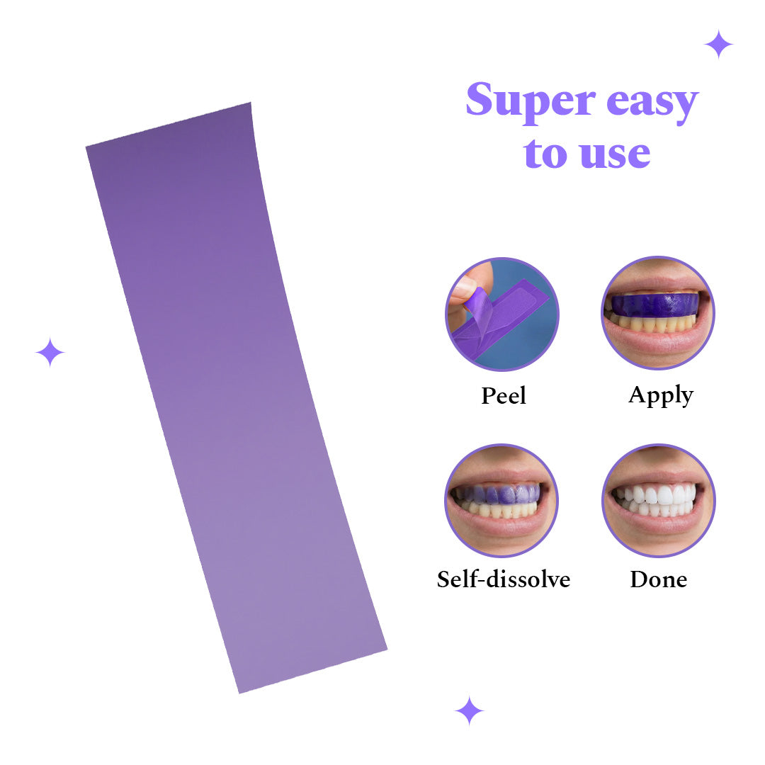 Trial pack Purple Magic Teeth Whitening Strips - Self Dissolving (Pack of 6 Strips)