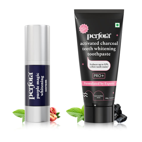 Activated Charcoal Toothpaste & Purple Whitening Serum Combo