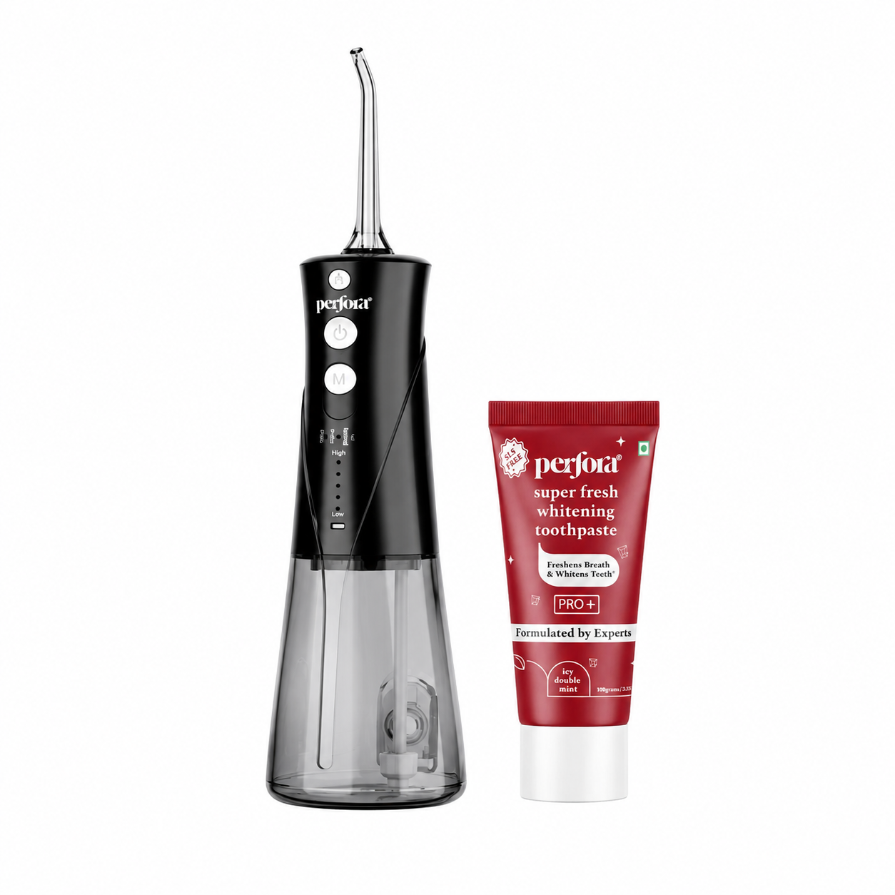 Granite Black Power Flosser + Super Fresh Toothpaste 100 gm