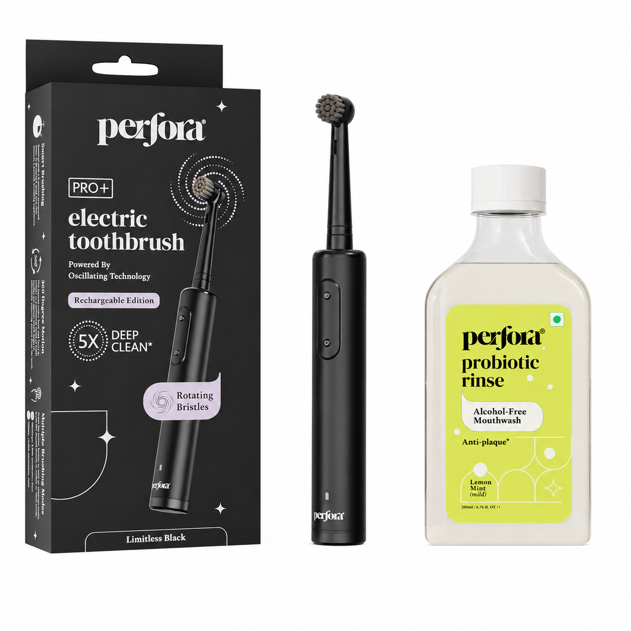 Oscillating Electric Toothbrush &  Lemon Mint Mouthwash 300 ml