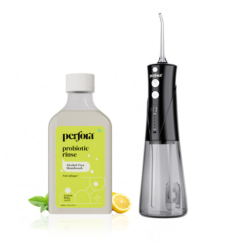 Power Dental Flosser and Lemon mint Mouthwash (300ML)