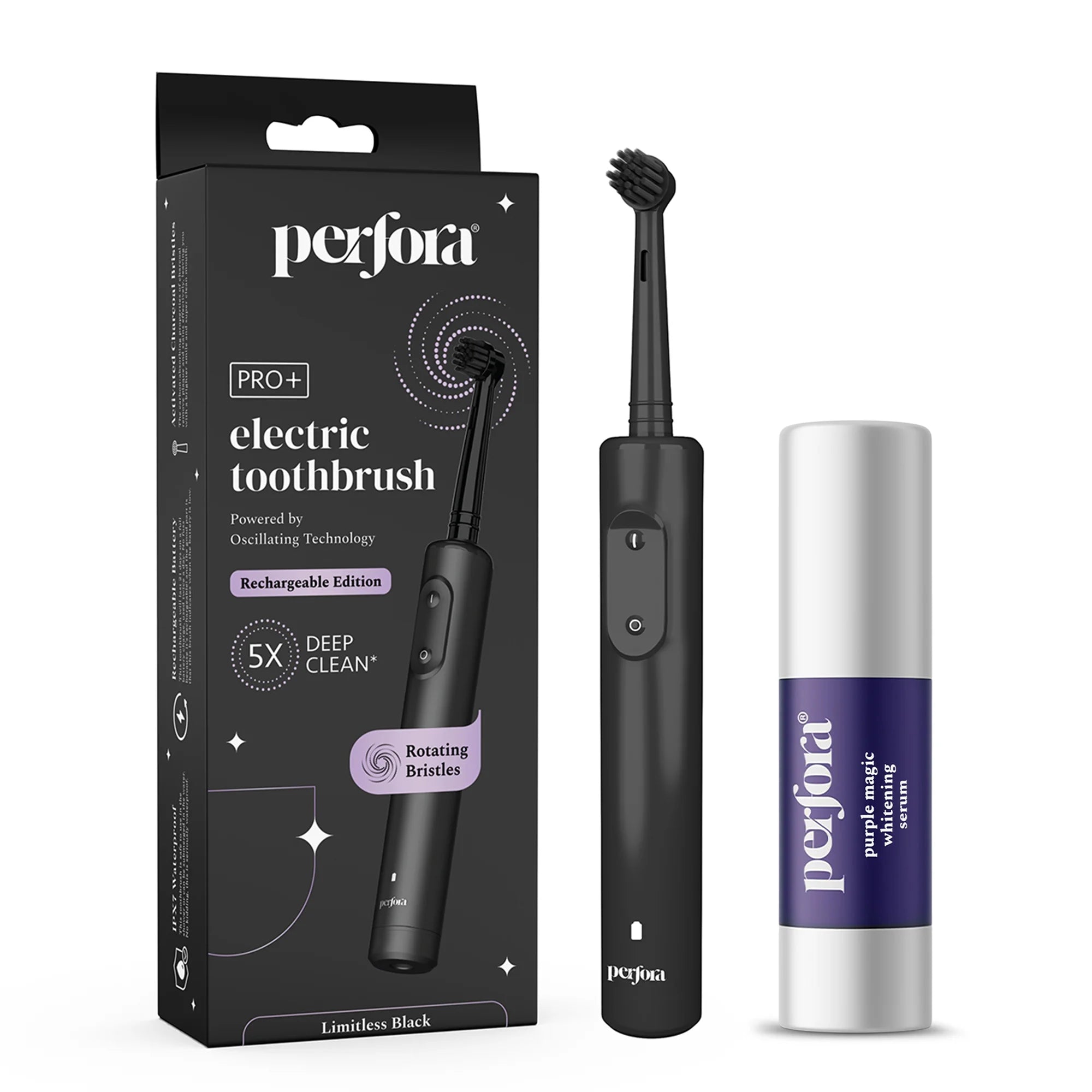 Oscillating Electric Toothbrush & Purple Serum 30ml Combo