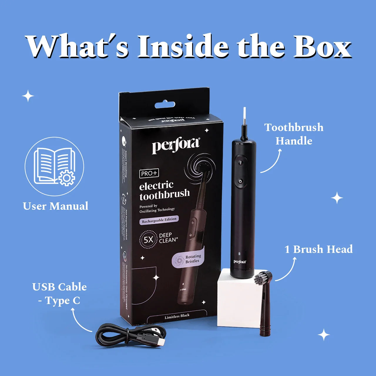 Oscillating Electric Toothbrush With 360° Rotating Head