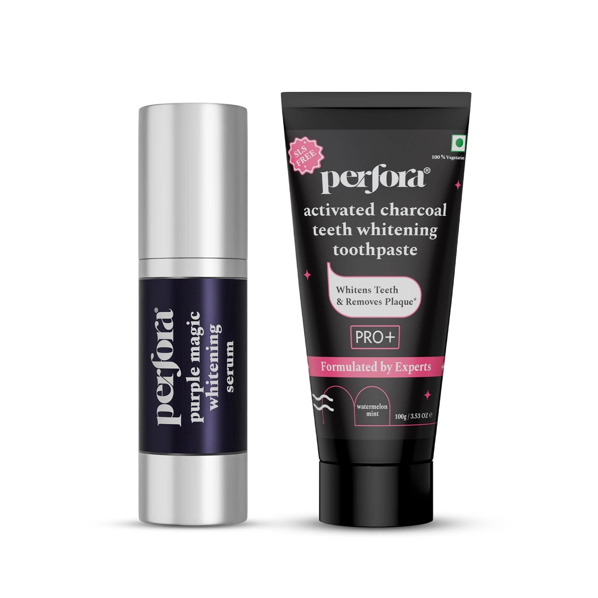 Activated Charcoal Toothpaste & Purple Whitening Serum Combo