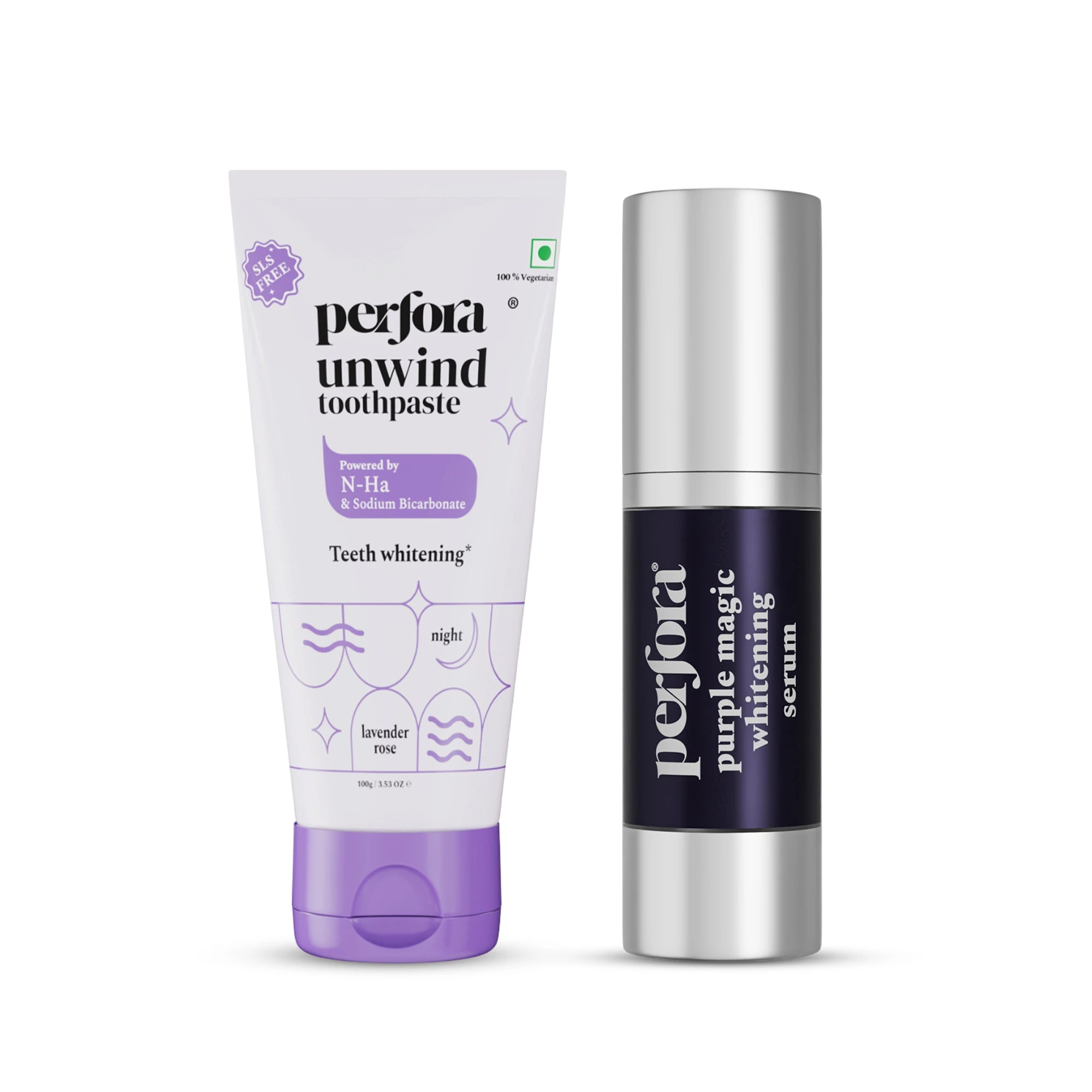 Unwind Toothpaste & Purple Whitening Serum Combo