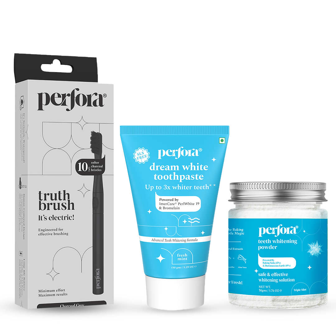 Perfora Teeth Whitening Kit – Electric Brush, Whitening Toothpaste & Teeth Powder Combo