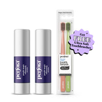 2 Free Soft Bristles Toothbrushes with Purple Magic Whitening Serum