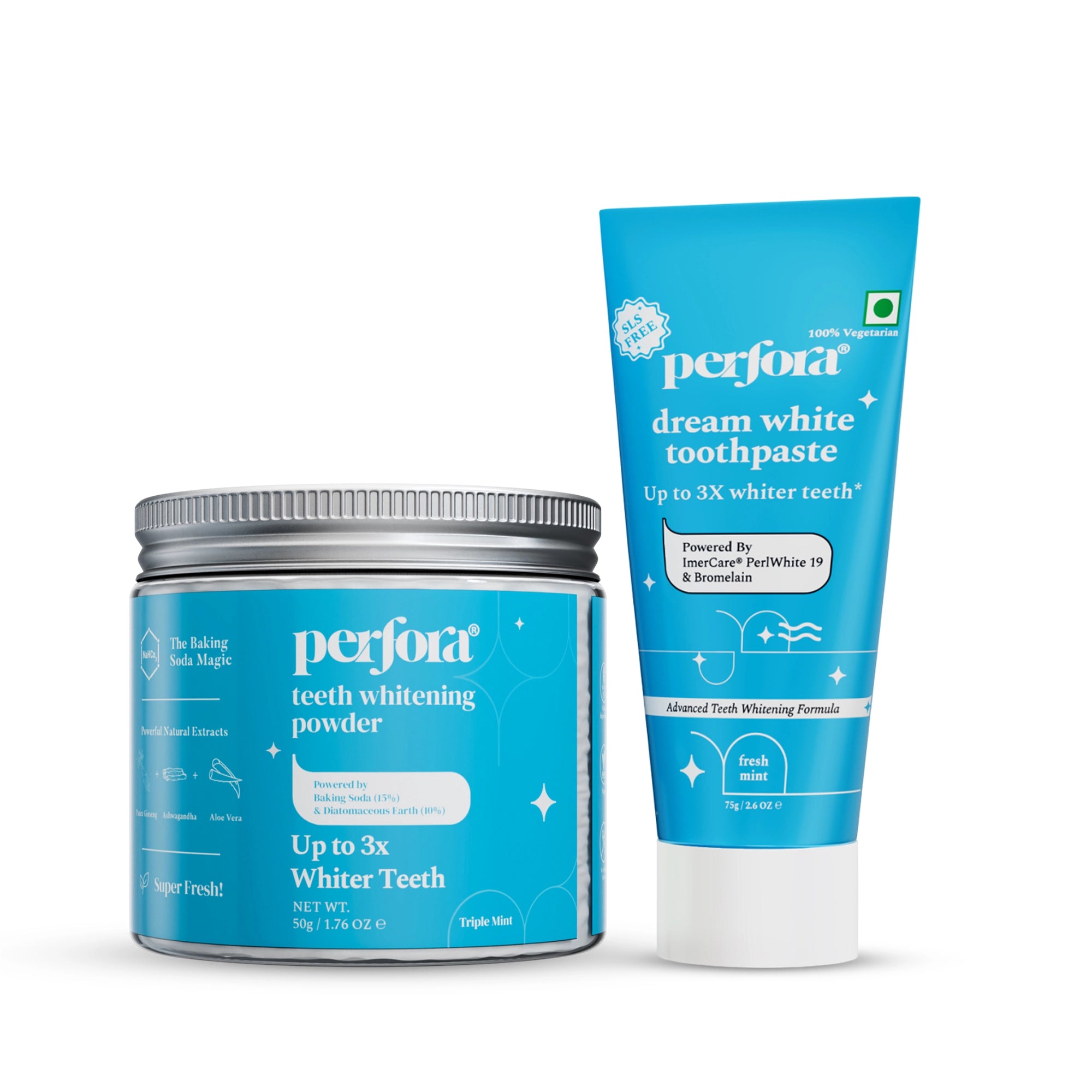 Teeth Whitening Powder & Toothpaste - Perfora Dream Smile Combo