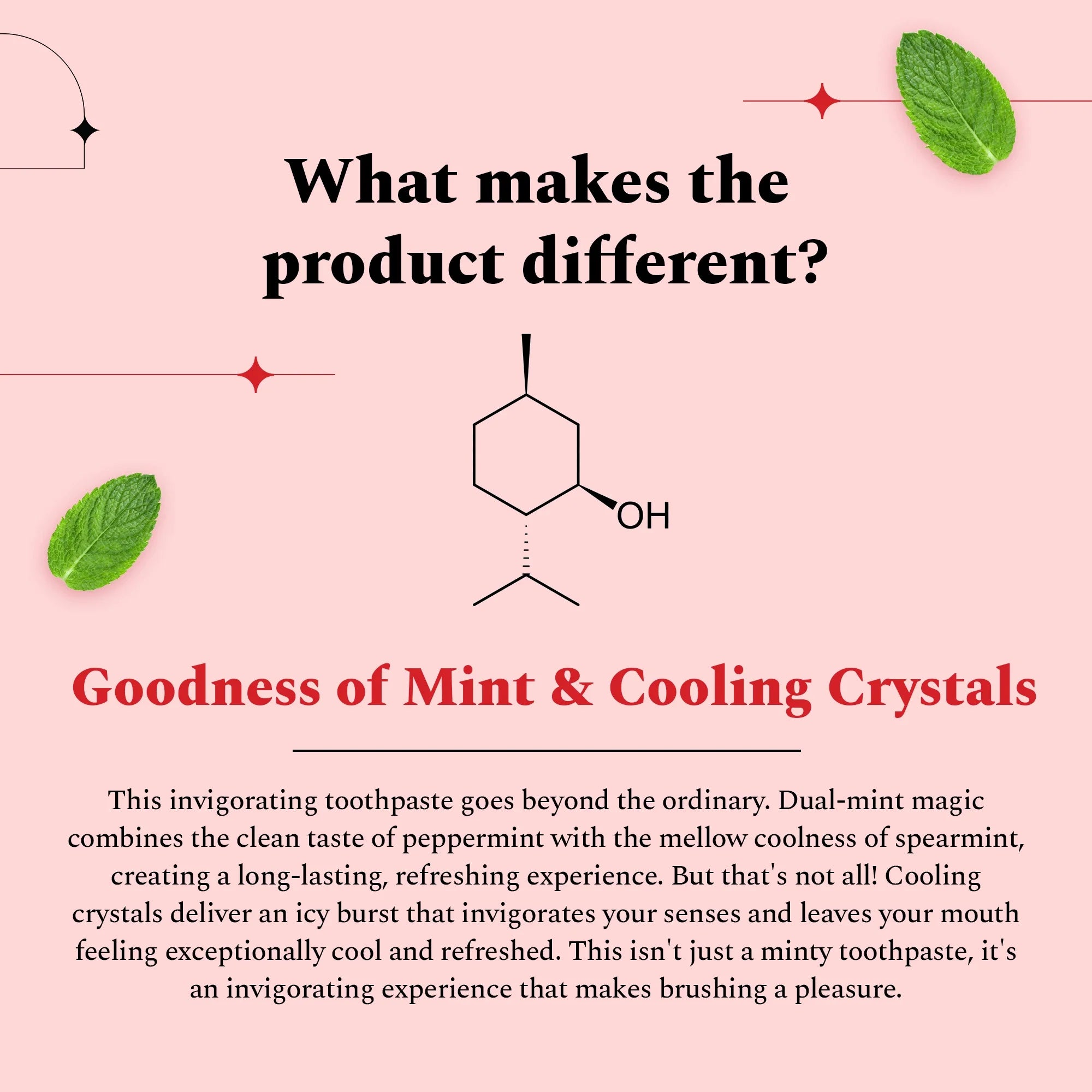 Image highlighting what makes Perfora's flouride range Xtraaa Fresh toothpaste different.