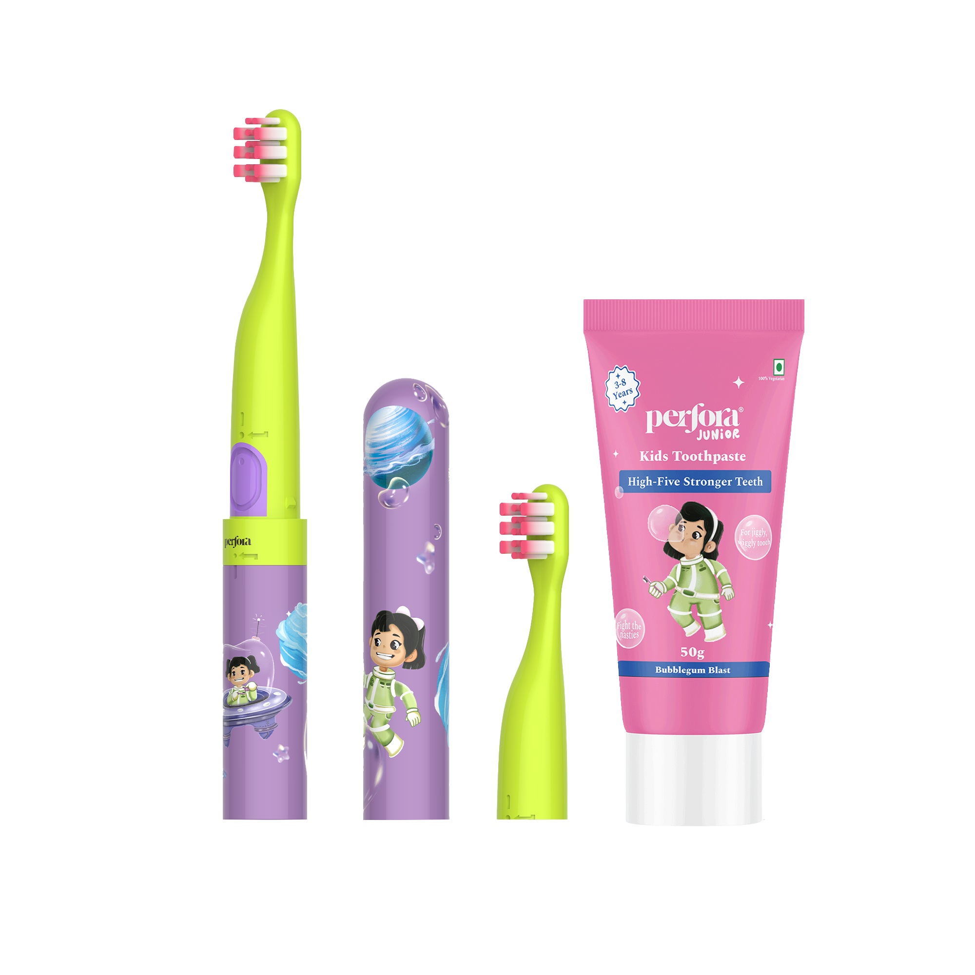 Perfora Kids Toothbrush - Zi & Toothpaste – Bubblegum Blast