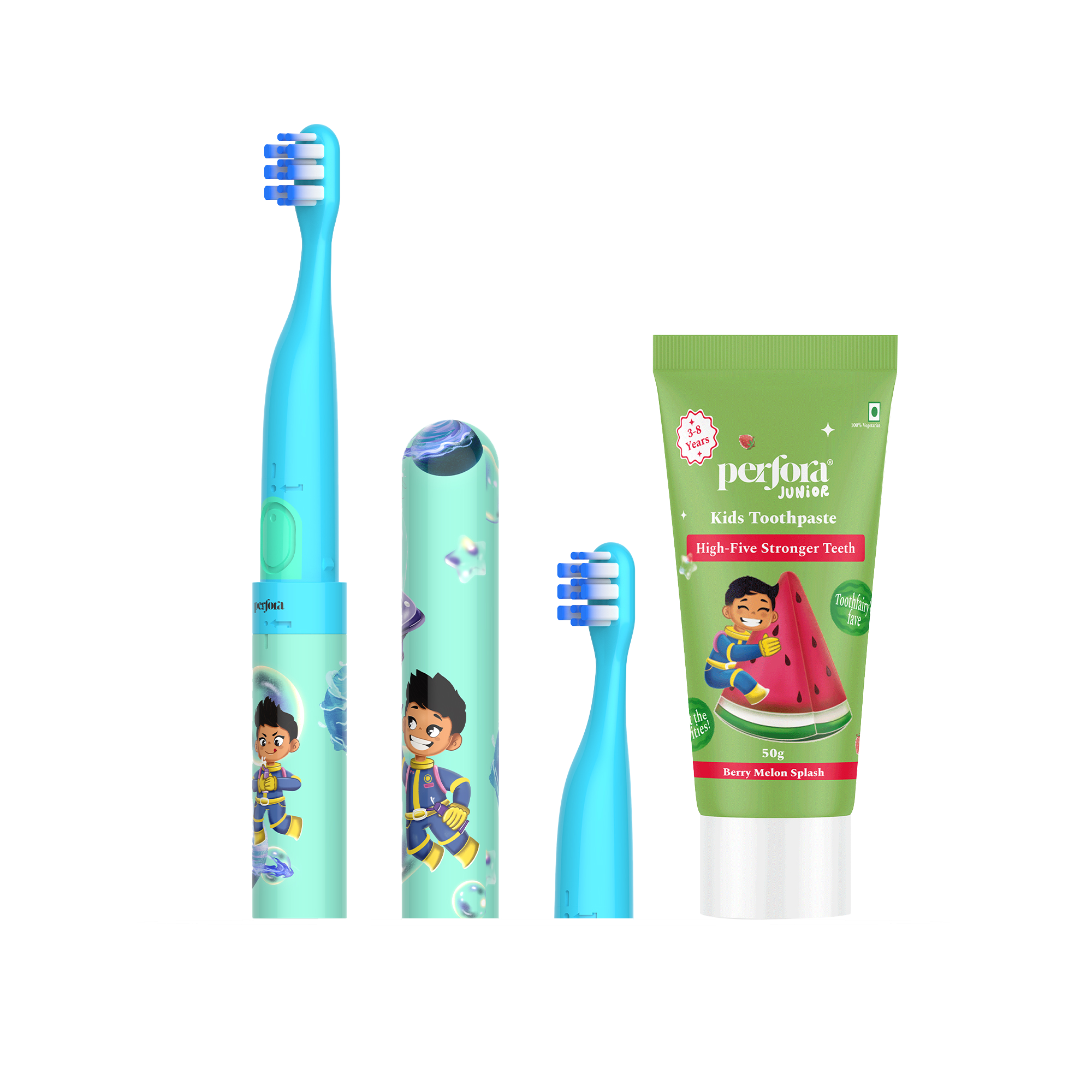 Perfora Kids Toothbrush - Zou & Toothpaste – Melon Berry Splash