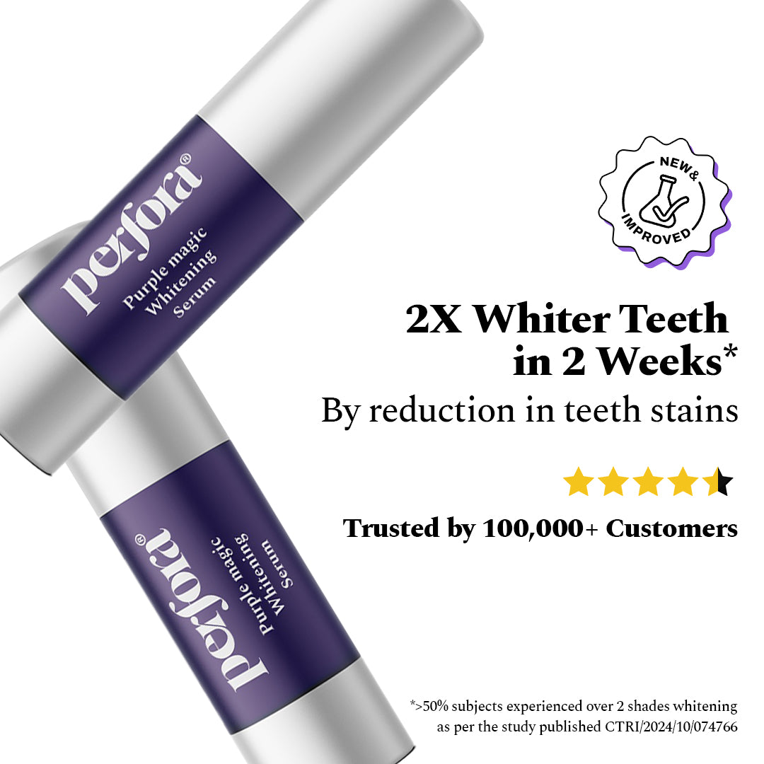 2 Free Soft Bristles Toothbrushes with Purple Magic Whitening Serum
